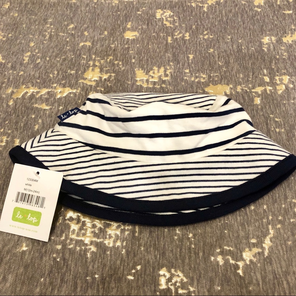 NWT Le Top Navy & White Striped Nautical Sun Hat - Picture 4 of 6